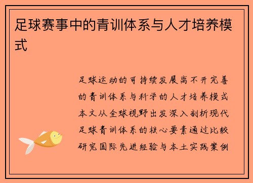 足球赛事中的青训体系与人才培养模式